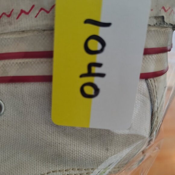 VISVIM Skagway G Patten Mens Size 8 White Red Stripe Canvas Leather Sneakers - Picture 16 of 16